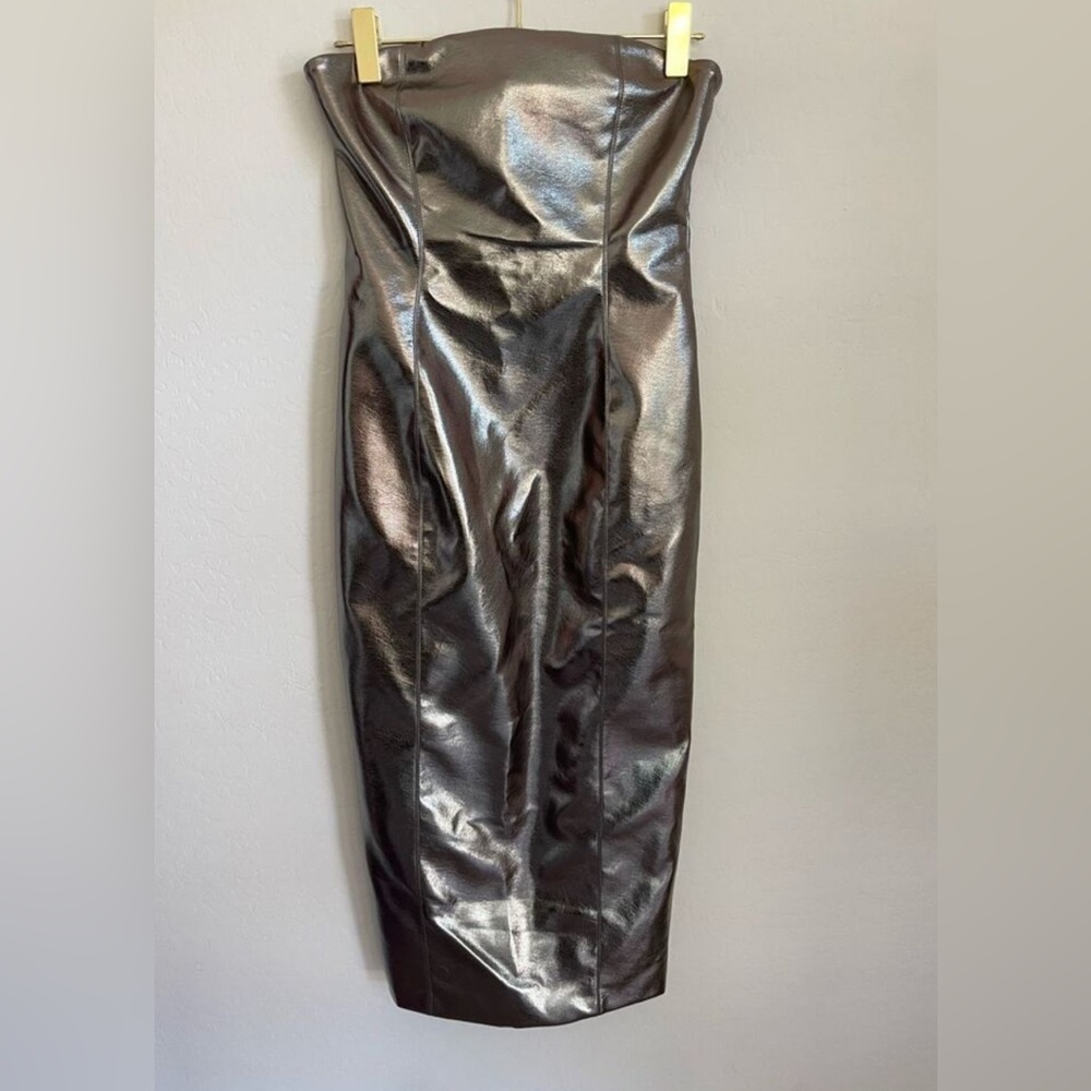 7 For All Mankind Shiny Strapless Dress